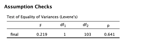 Levene’s Test Assumption Check